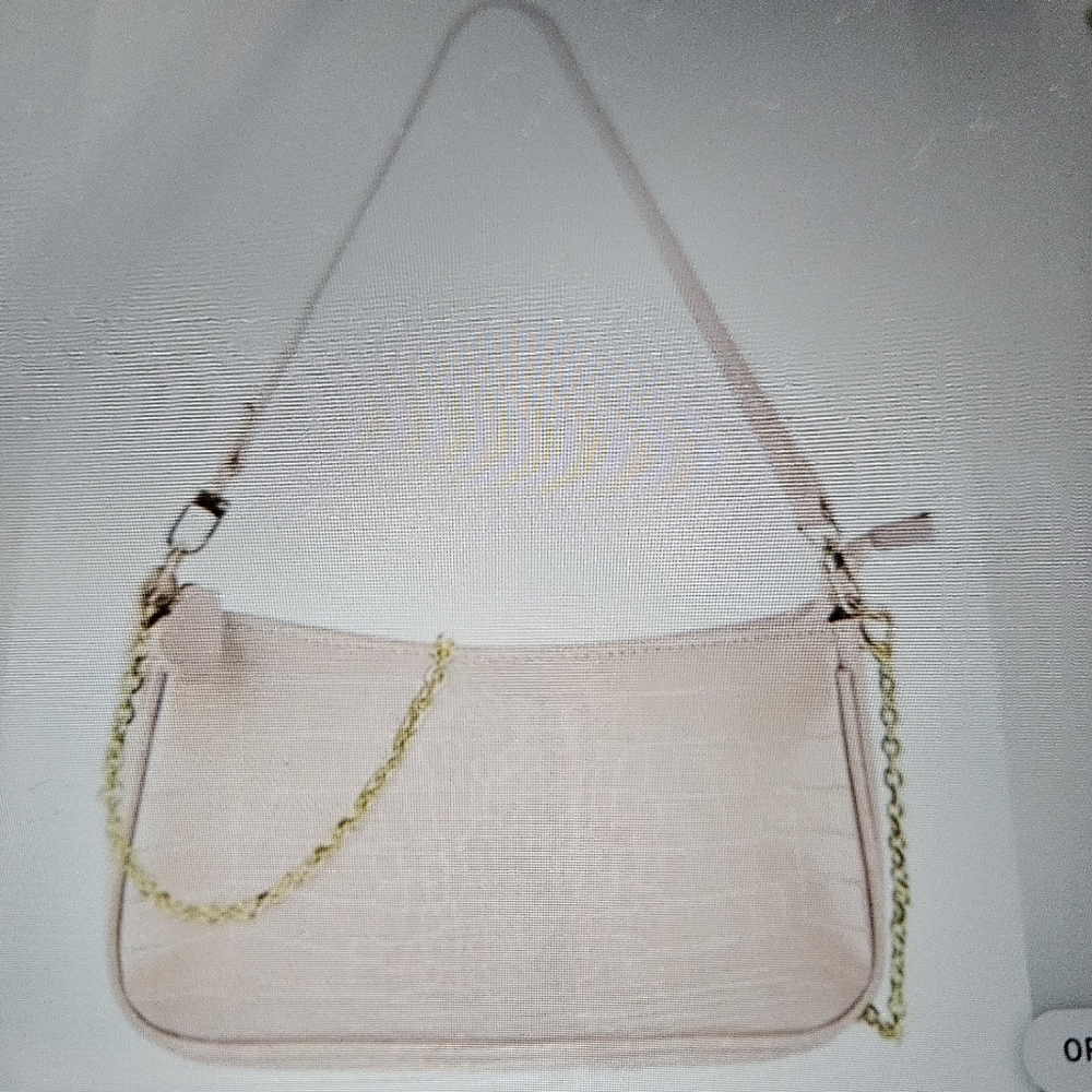 A Girl Thing Cream Crossbody Bag with Gold Chain